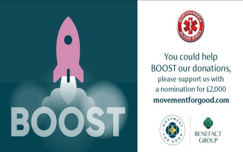 Picture of a rocket with request to help boost or donations