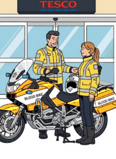 Poster of fundraisers with a blood bike