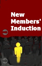 Poster for a training session with a group of people in an auditorium