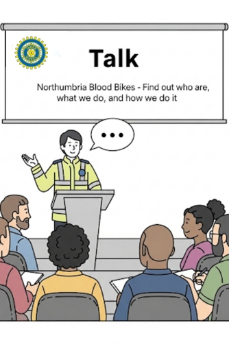 Poster of a person at a lectern talking to a group